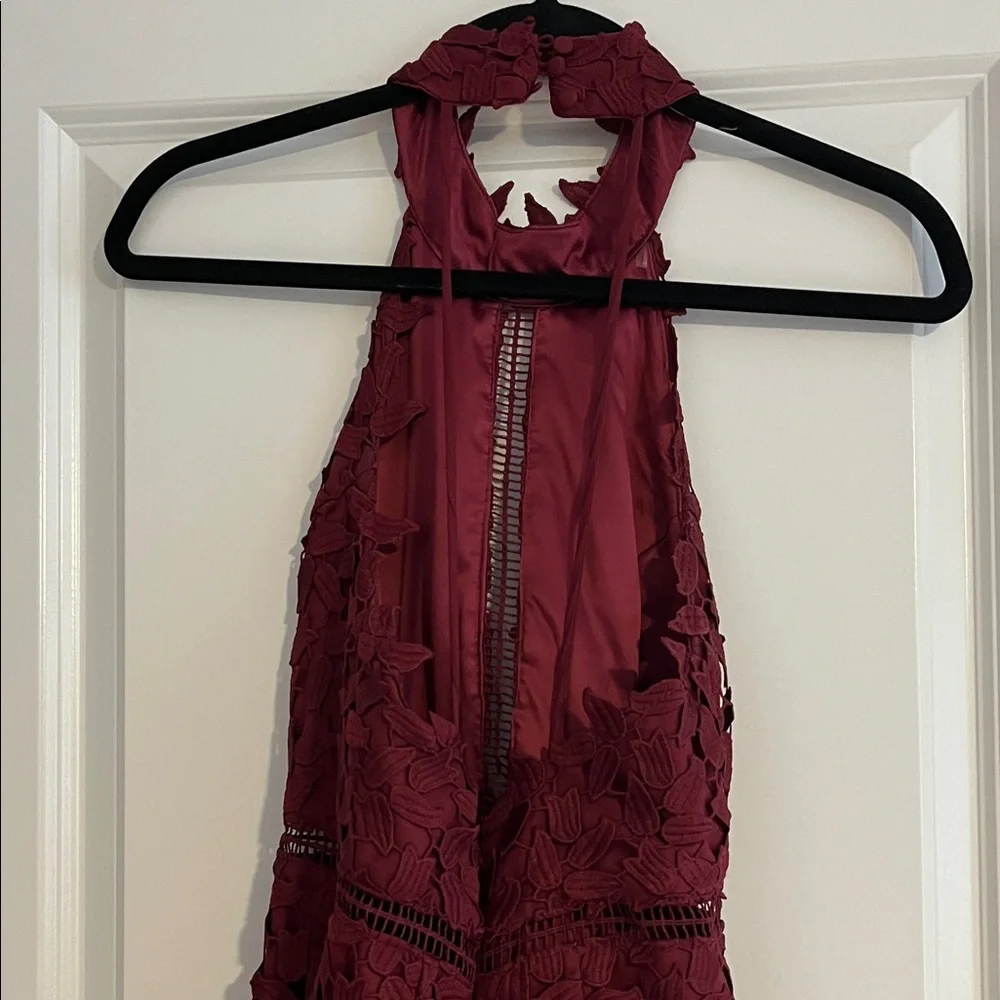 Bardot Elegant Backless Wine Lace Dress 8
